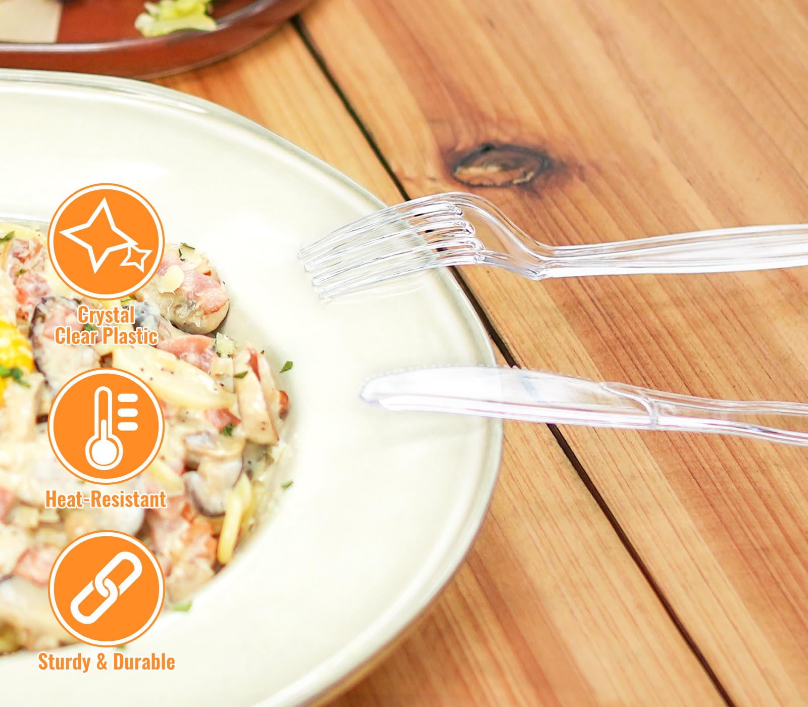 50 Pack Disposable Plastic Knives - Clear Individually Wrapped Cutlery for Parties, Picnics, BBQs & Catering Events
