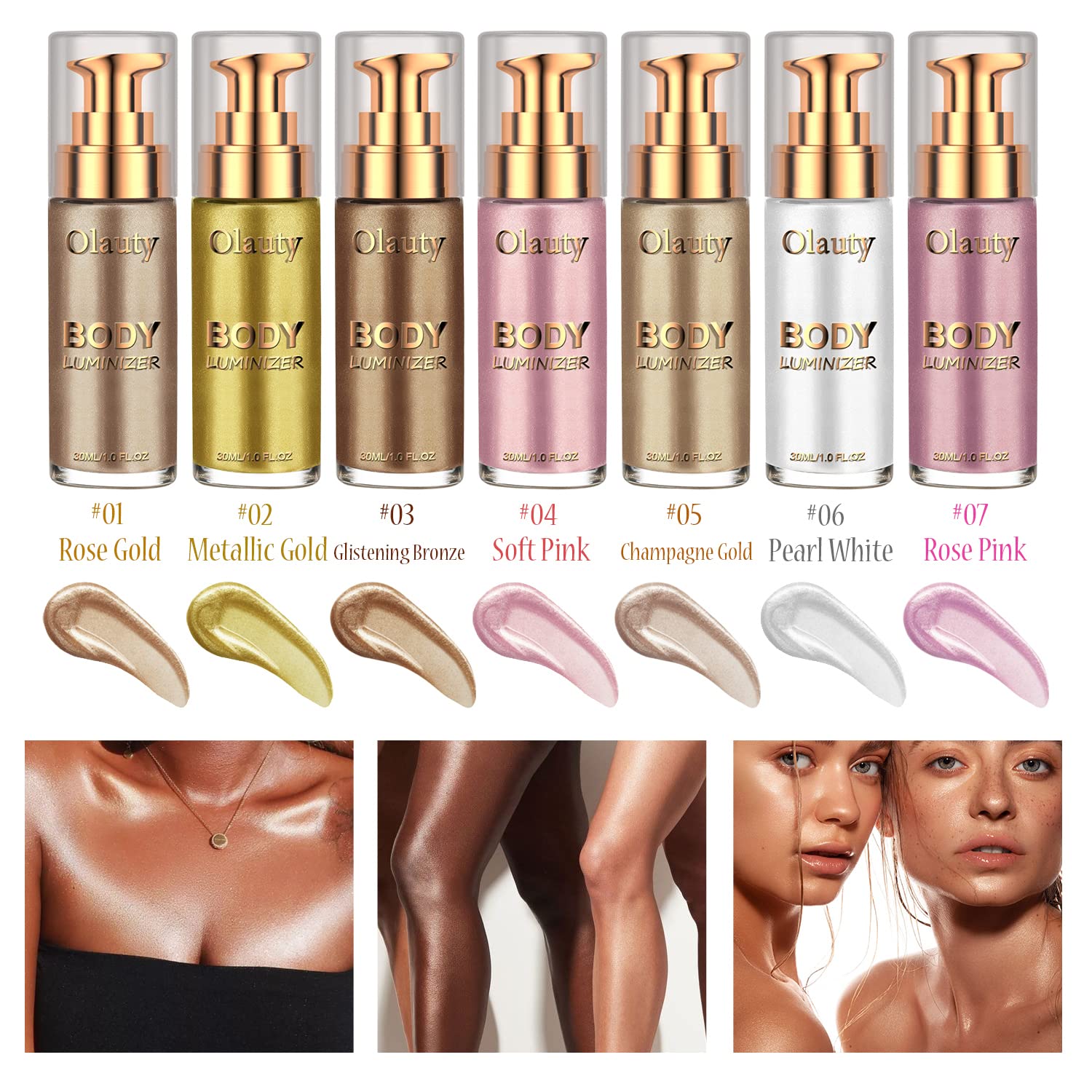 Firstfly Liquid Luminizer - Waterproof Moisturizing Highlighter for Face & Body | Shimmer Glow Illuminator Makeup | All-Day Wear for Summer, Parties & Special Occasions | Face & Body Highlighter for Natural Radiance