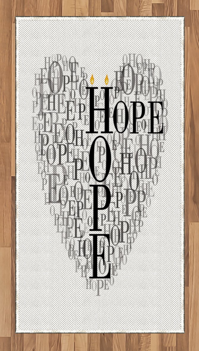 Ambesonne Heart Shaped Hope Words Area Rug - Romantic Candles Digital Art, Flat Woven Accent Rug 2'6