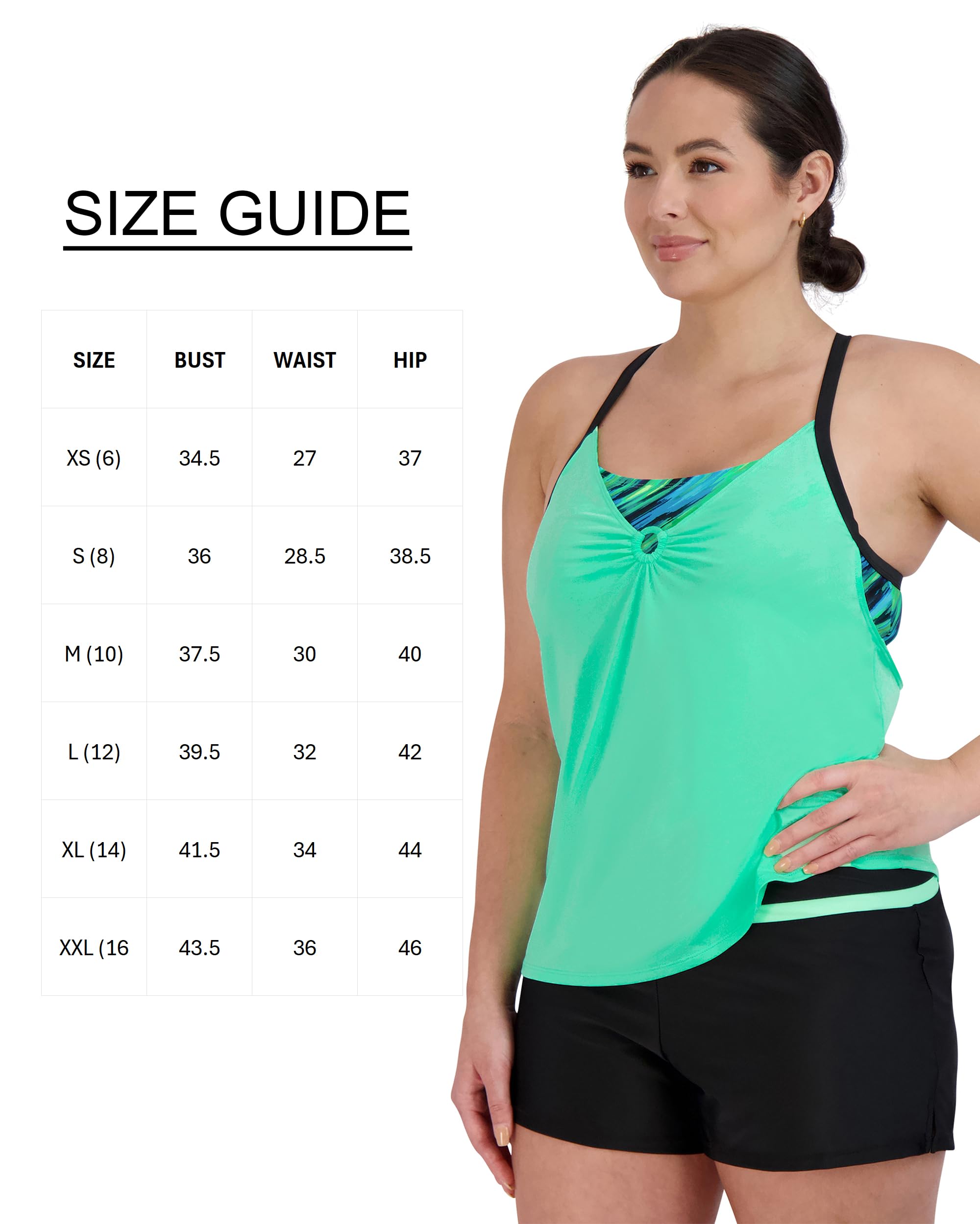 ZeroXposur Women's Tankini Swimsuits with Shorts - UPF 50+ Sun Protection, Quick-Dry & Comfortable Bathing Suit for Beach, Pool & Water Sports