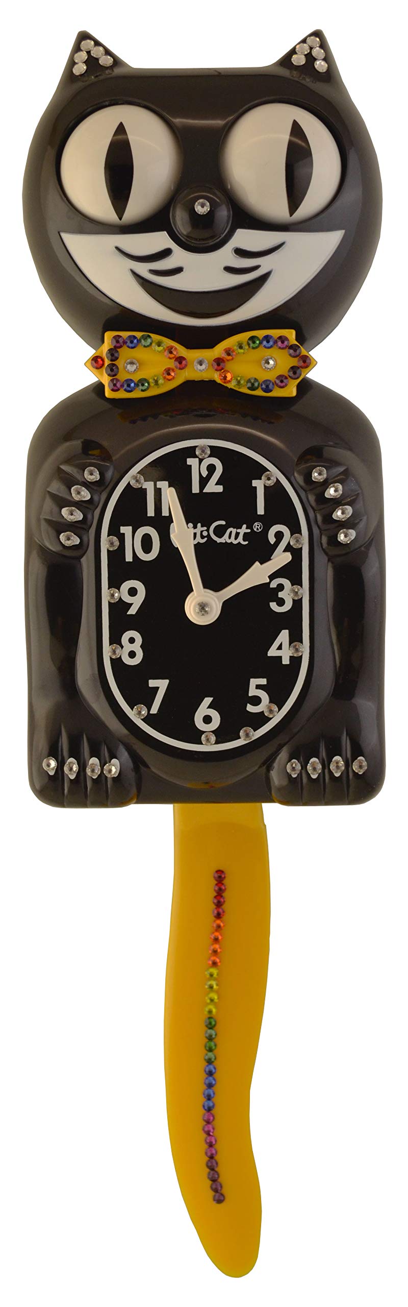 Kit Cat Klock Swarovski Crystal Clock - Rainbow/Yellow for Home Decor
