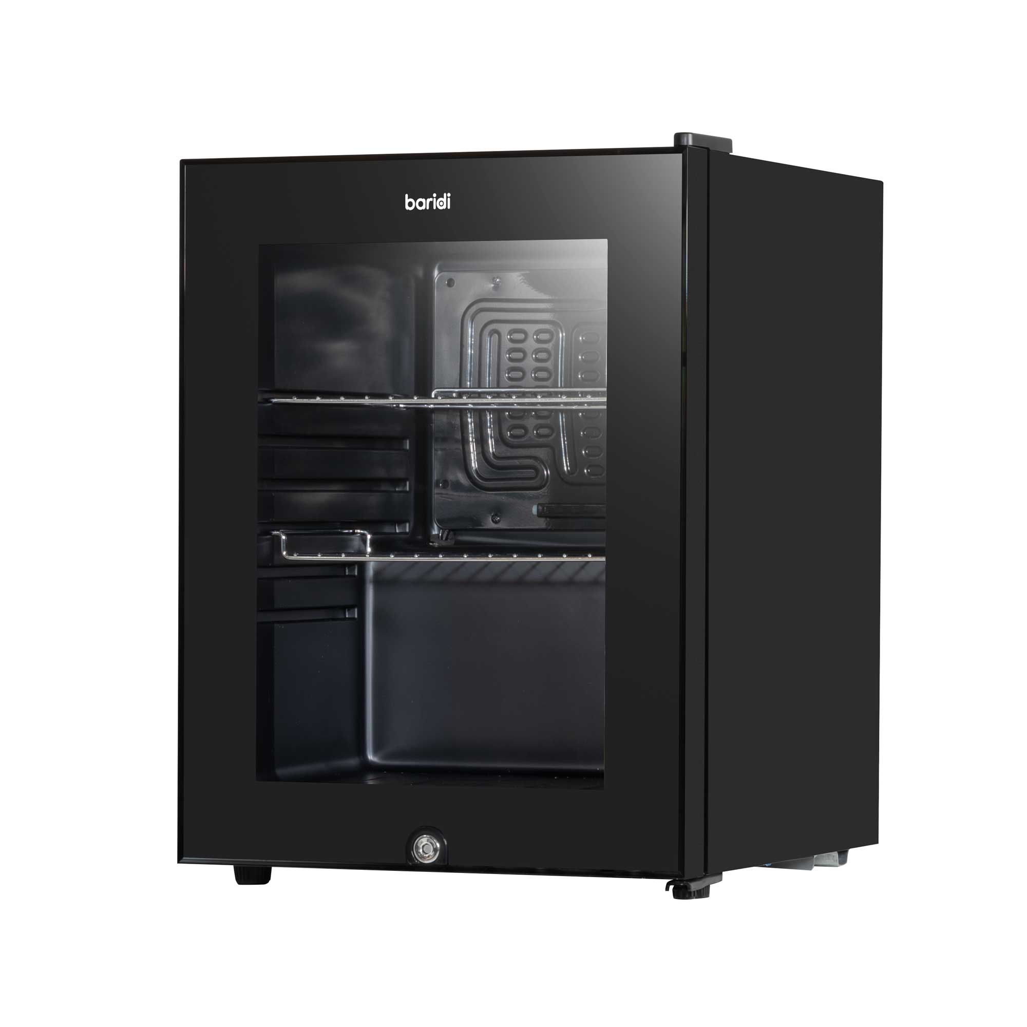 Baridi 40L Mini Fridge with LED Light - Compact Beverage Cooler for Beer, Wine & Soda - Black Glass Door Refrigerator for Home, Office & Dorm - Energy Efficient Cooling (Model DH98)