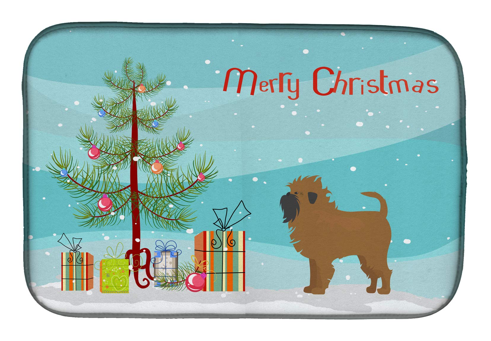 Affenpinscher Christmas Dish Drying Mat - Absorbent Kitchen Counter Mat for Holiday Decor, 14x21