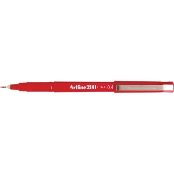 Artline 200 Fineliner Pen Set - 0.4mm Fine Point Red Marker Pens (12 Pack) for Sketching, Journaling & Office Use
