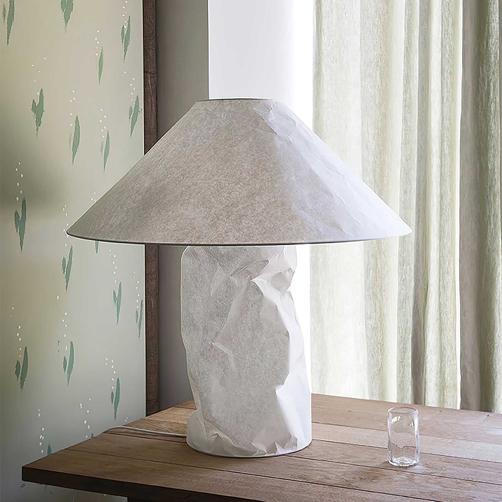 Crinkle Paper Table Lamp - Modern Decorative LED Light for Bedroom, Living Room & Office - Eco-Friendly Home Decor Gift Idea