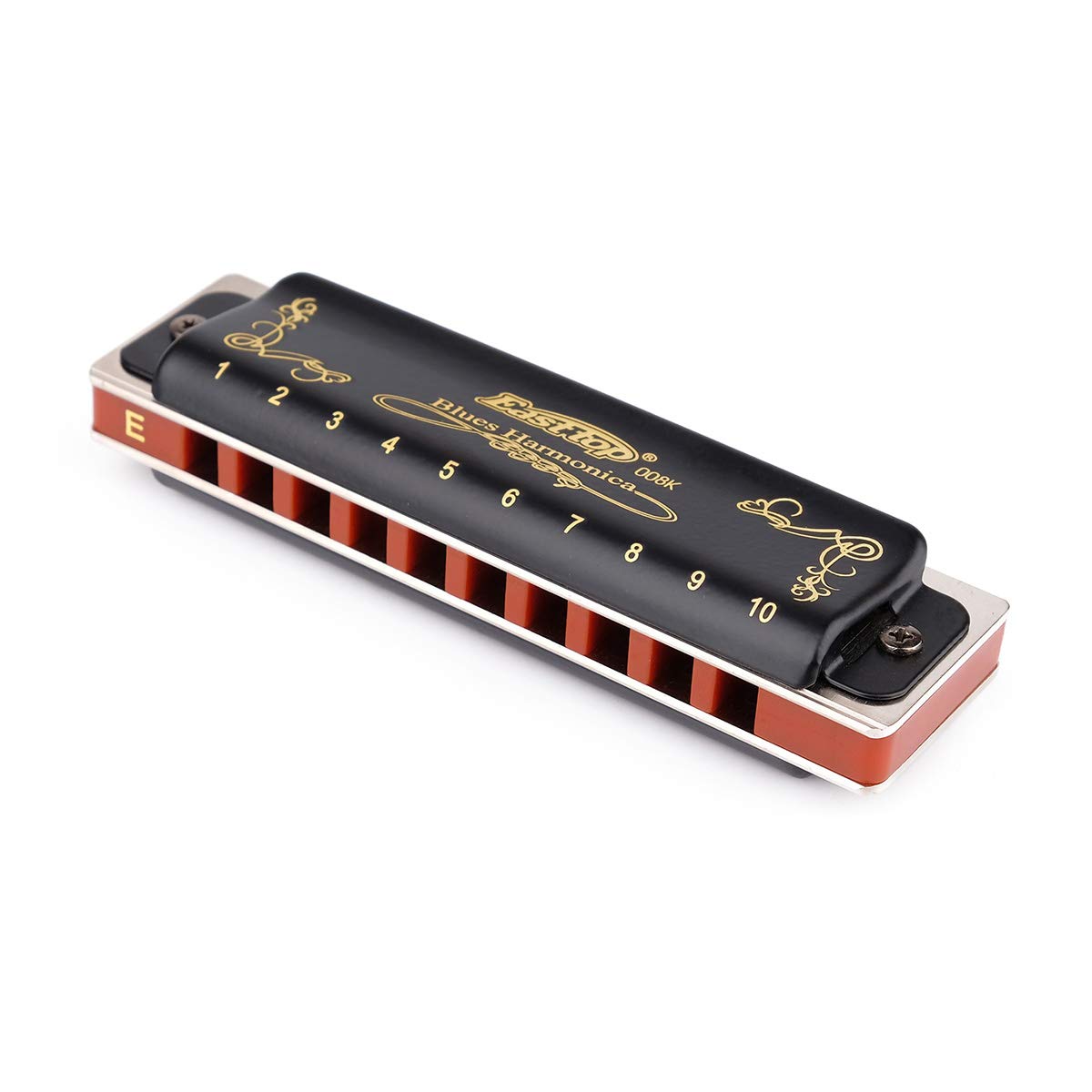 Easttop Professional 10 Hole 20 Tone Harmonica Set - 7 Keys (A,B,C,D,E,F,G) with Protective Case, Cleaning Cloth - Perfect for Adults, Beginners & Professional Players - Durable Black Design for Live Performances, Studio Recording & Music Practice