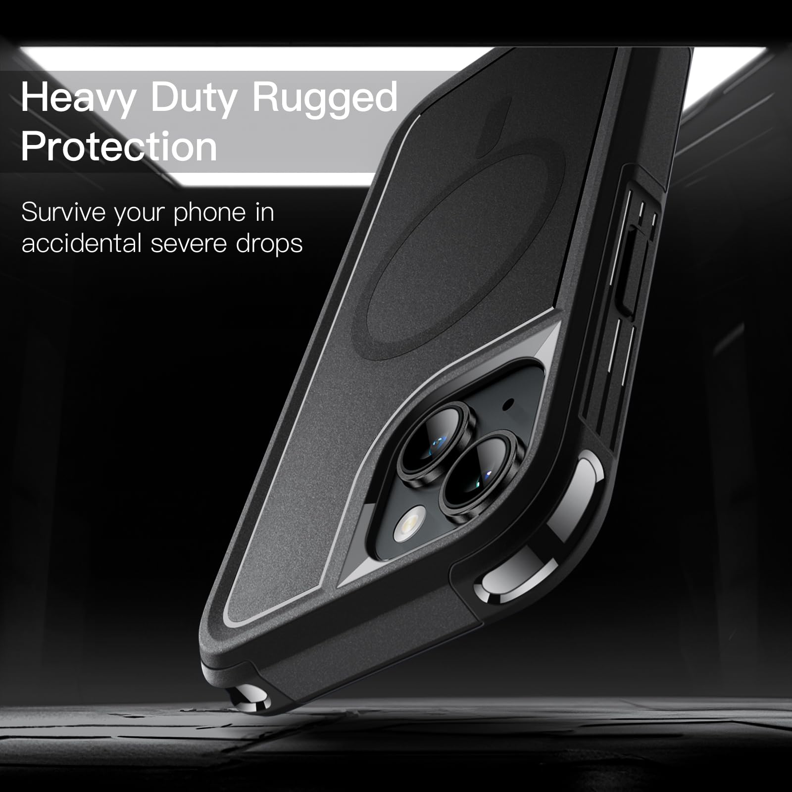 JETech MagSafe Compatible Heavy Duty Case for iPhone 14 Plus 6.7-Inch - Dual Layer Rugged Protection, Shockproof Magnetic Cover (Black) | Perfect for Outdoor Adventures, Work & Daily Protection