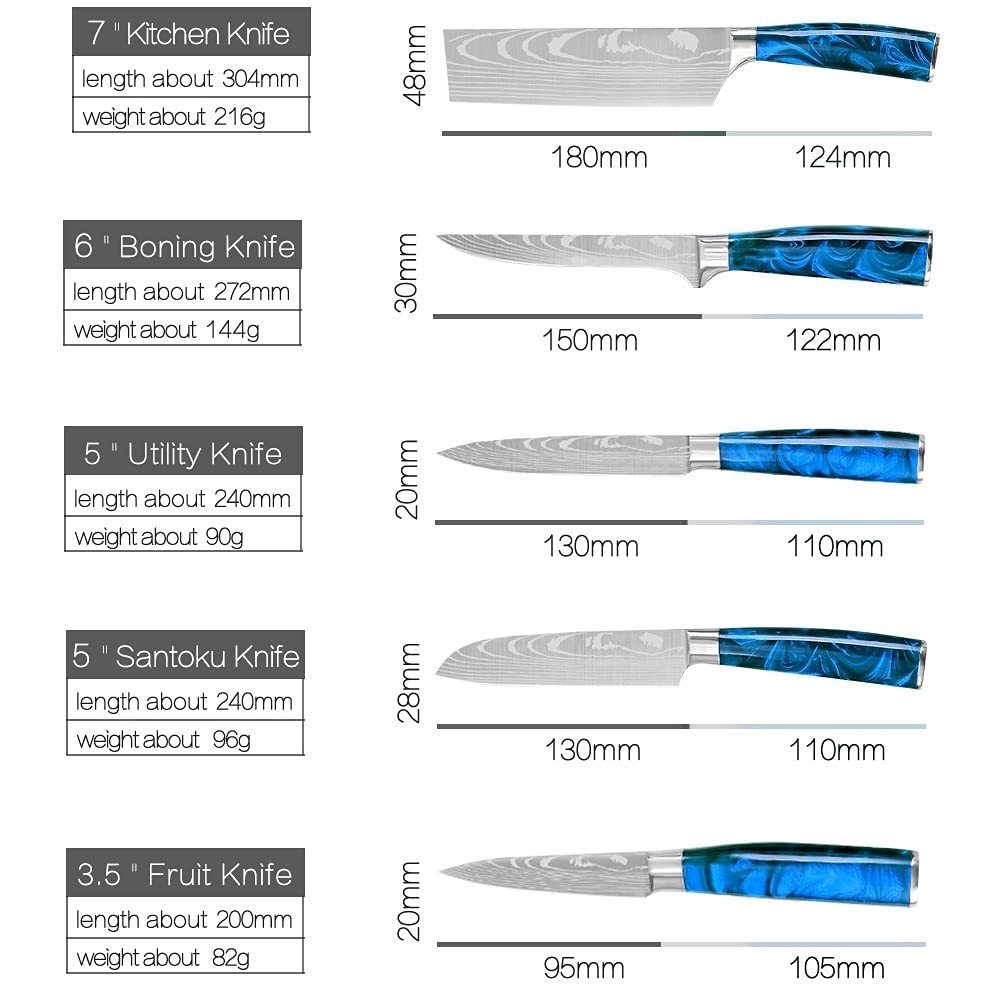 10-Piece Professional Chef Knife Set - Japanese High Carbon Stainless Steel with Damascus Pattern - Kitchen Knives for Slicing, Dicing & Chopping - Perfect for Home Cooks & Professional Chefs