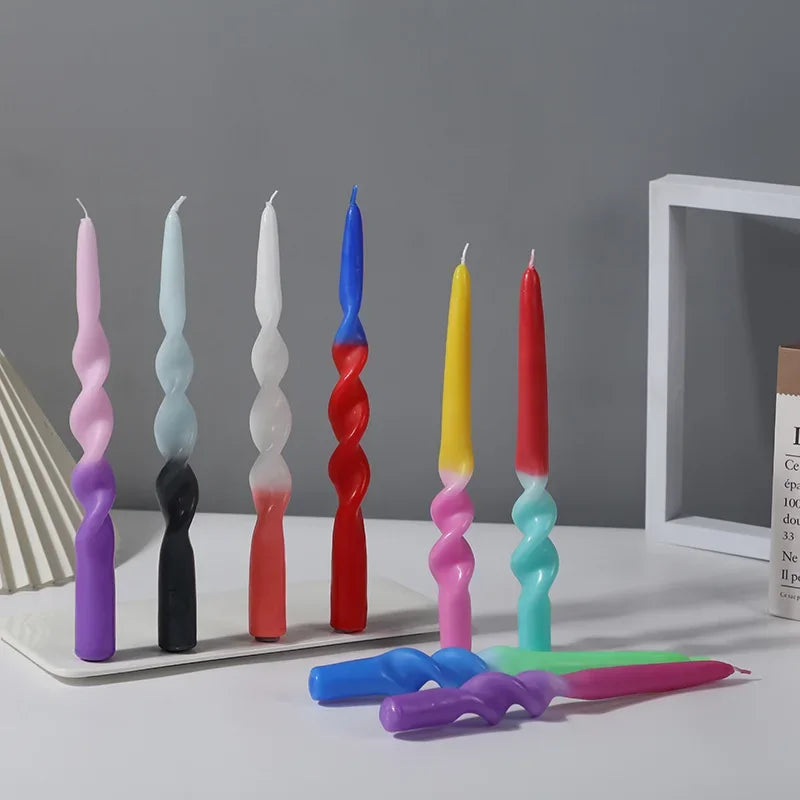 Vibrant Color Twist Candles Set - 12 Pack Decorative Scented Candles for Home Decor, Wedding, Party & Relaxation | Long-Lasting Aromatherapy Gifts for Holidays & Special Occasions