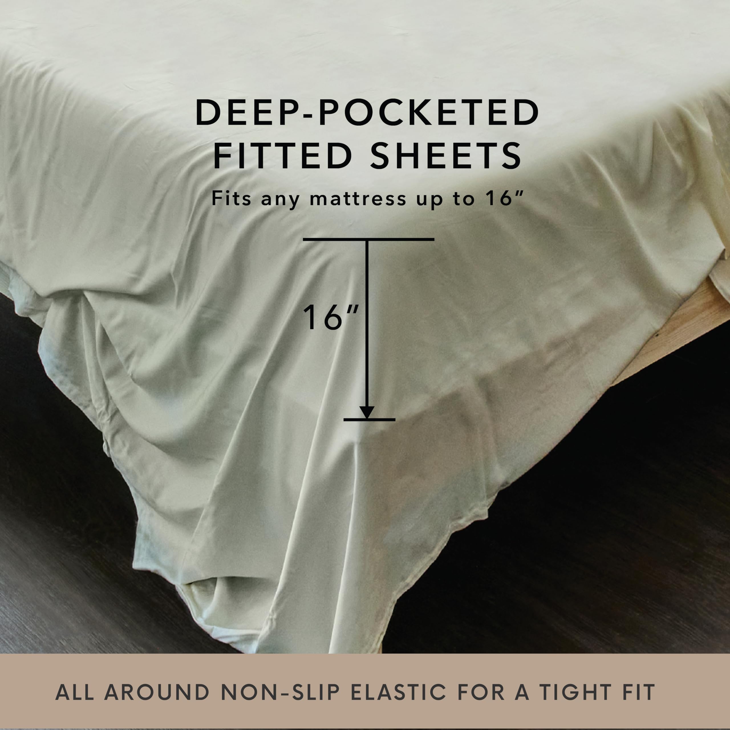 Bamboo Bay 6-Piece Queen Size Sheet Set - 100% Viscose Bamboo Bed Sheets, Ultra Soft & Breathable Cooling Sheets for Hot Sleepers, Deep Pocket Fits 16