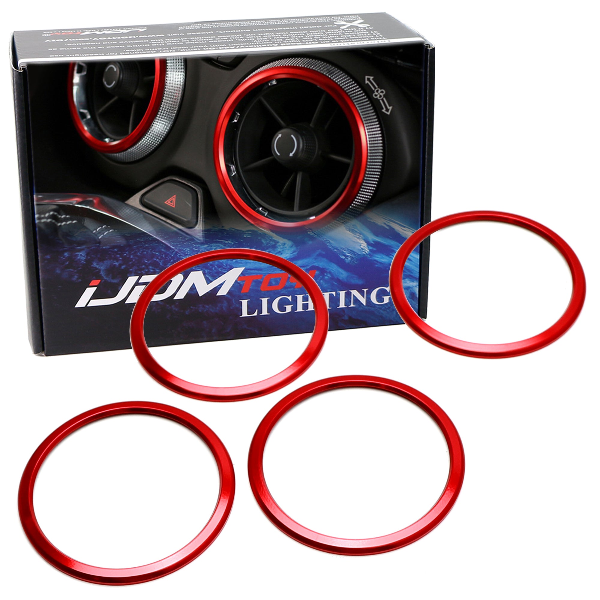 4-Piece Red AC Vent Outer Ring Trim Set for 2016+ Chevy Camaro - Stylish Interior Upgrade for Car Enthusiasts & Customization Lovers