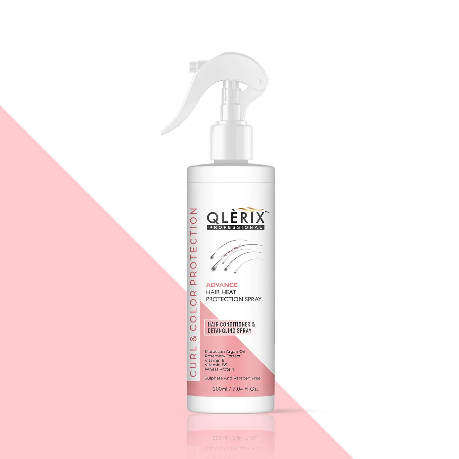 QLERIX Professional Heat Protectant Hair Spray with Keratin, Vitamin B & Argan Oil - Straightening & Smoothing Spray for Strong, Shiny Hair - Paraben & Sulfate Free - Perfect for Blowouts, Flat Ironing & Heat Styling