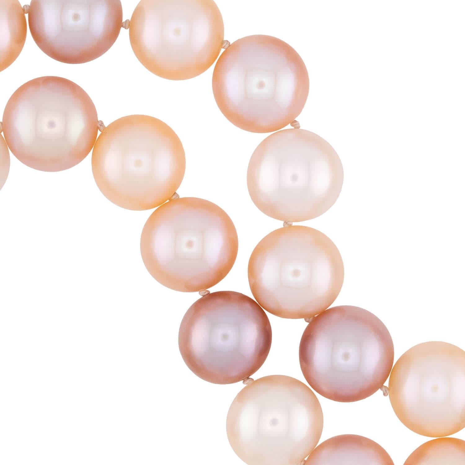 14K Gold Multicolor Pearl Necklace - 10mm Freshwater Pearls, 17 Inch Elegant Jewelry for Women, Perfect for Weddings, Parties & Special Occasions