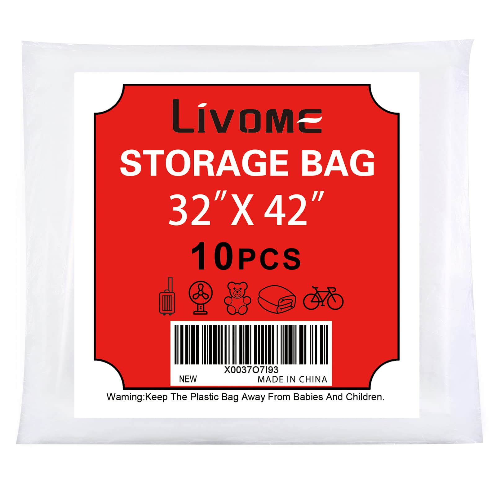 10 Pack 32x42 Inches Clear Plastic Storage Bags - Dustproof & Moistureproof Jumbo Moving Bags for Blankets, Clothes, Plush Toys, Luggage, Comforters - Perfect for Home Organization, Travel & Seasonal Storage