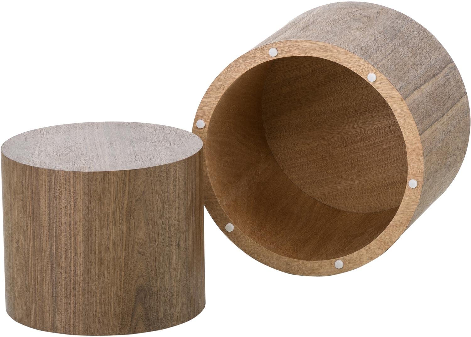 Kevinplus Round Wood Side Table Set of 2 - Small Coffee & End Tables for Living Room, Bedroom, Office - No Assembly Required (Oak/Walnut) - Perfect for Small Spaces, Nightstands & Modern Home Decor
