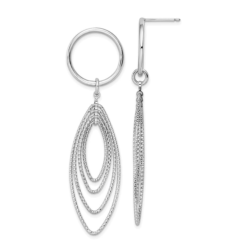 925 Sterling Silver Rhodium Plated Long Drop Dangle Earrings for Women - 63.6x18mm Elegant Post Earrings - Perfect Gift for Birthday, Anniversary & Special Occasions