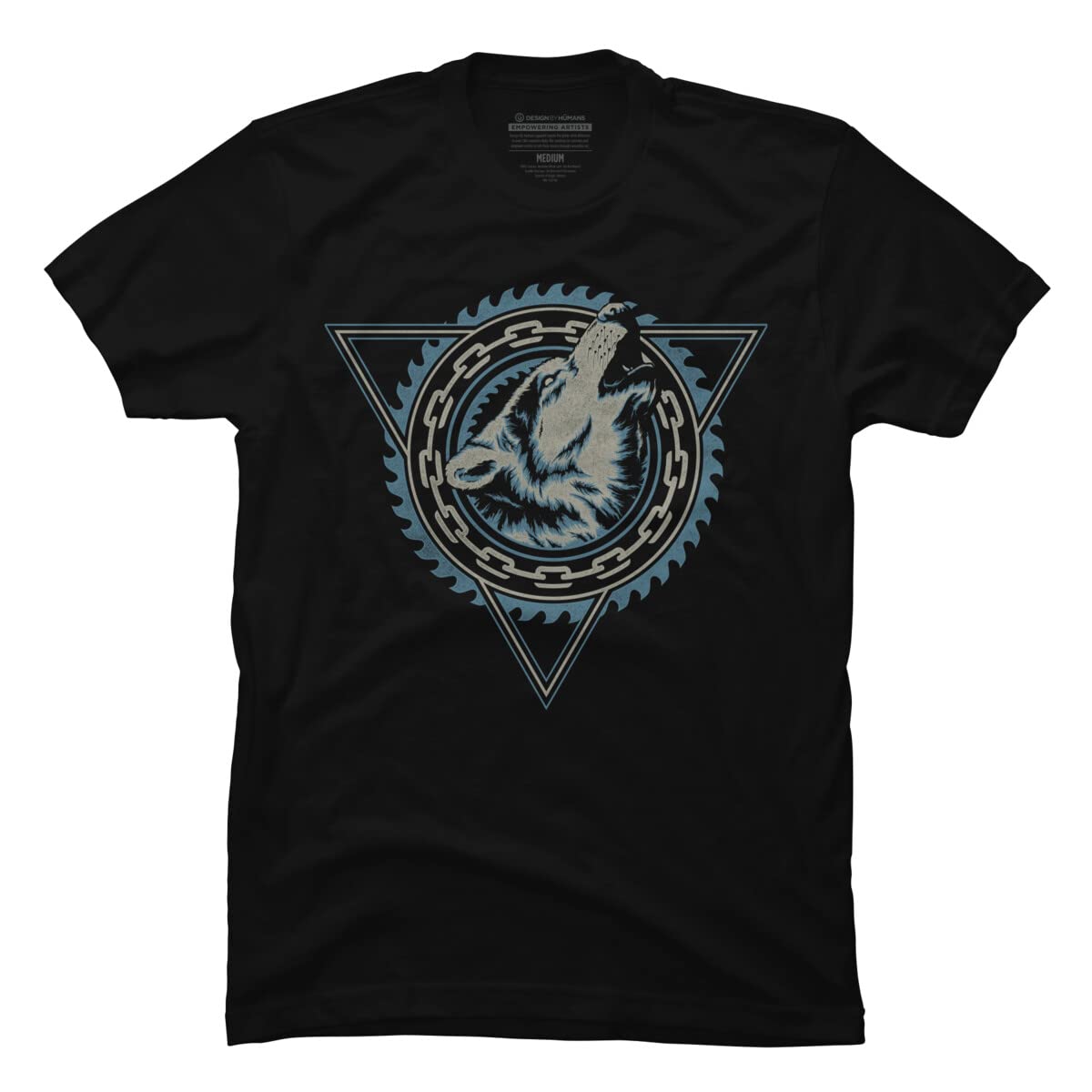 Design By Humans Men's One Wolf Saw Graphic T-Shirt - Cool Streetwear Tee for Casual Outfits & Urban Fashion