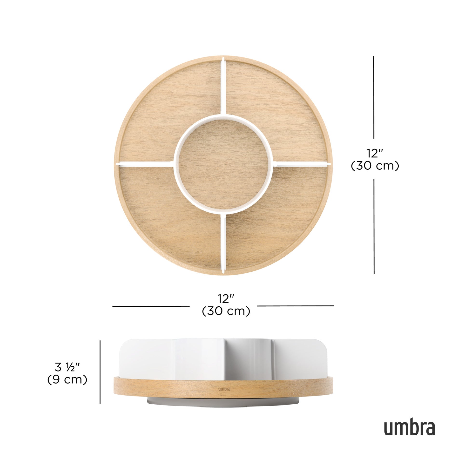 Bellwood Lazy Susan Turntable - 12 Inch Round Rotating Tray for Kitchen, Dining Table, Spice Organization - Perfect for Serving Food, Organizing Condiments & Decorating