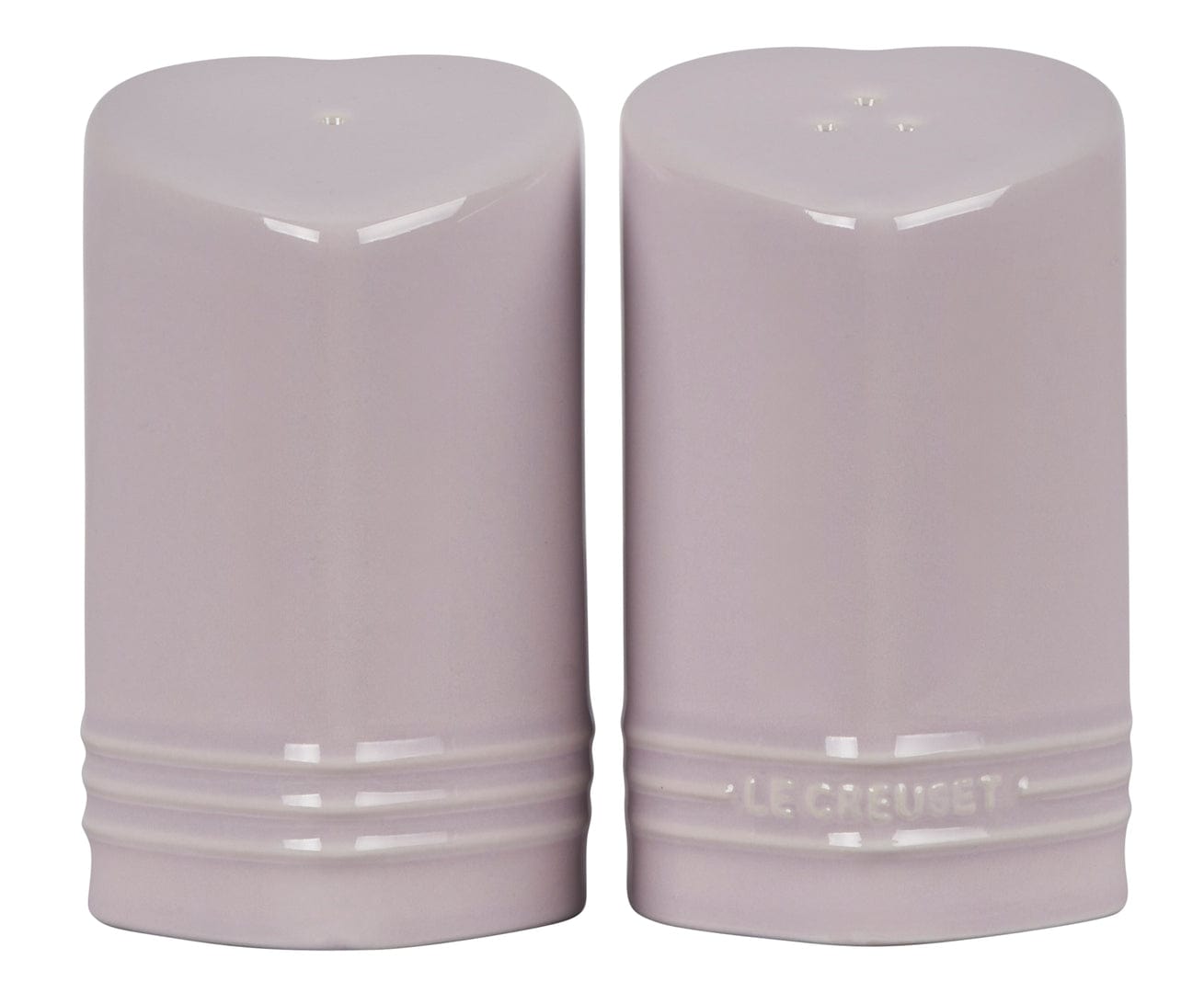 Le Creuset Heart-Shaped Salt and Pepper Shaker Set - 2-Piece Ceramic Spice Dispensers with Shallot Design - Perfect for Kitchen, Dining Table, and Valentine's Day Gift