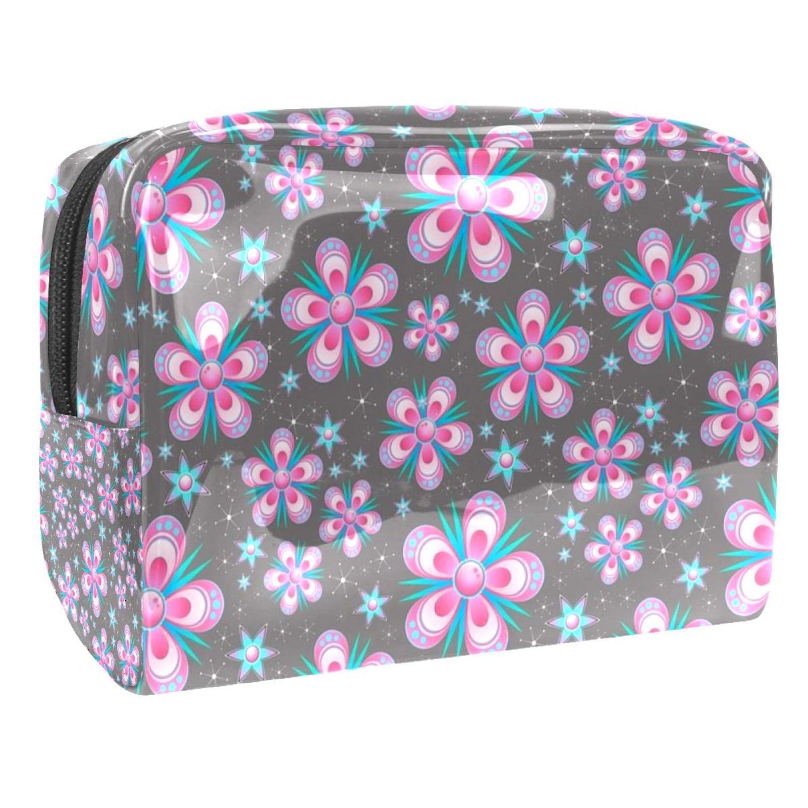 Beautiful Floral Cosmetic Bag for Women - Waterproof Makeup Organizer with Brush Holder, Travel-Friendly Portable Storage Case for Makeup Brushes & Cosmetics | Perfect for Travel, Gym, and Daily Use
