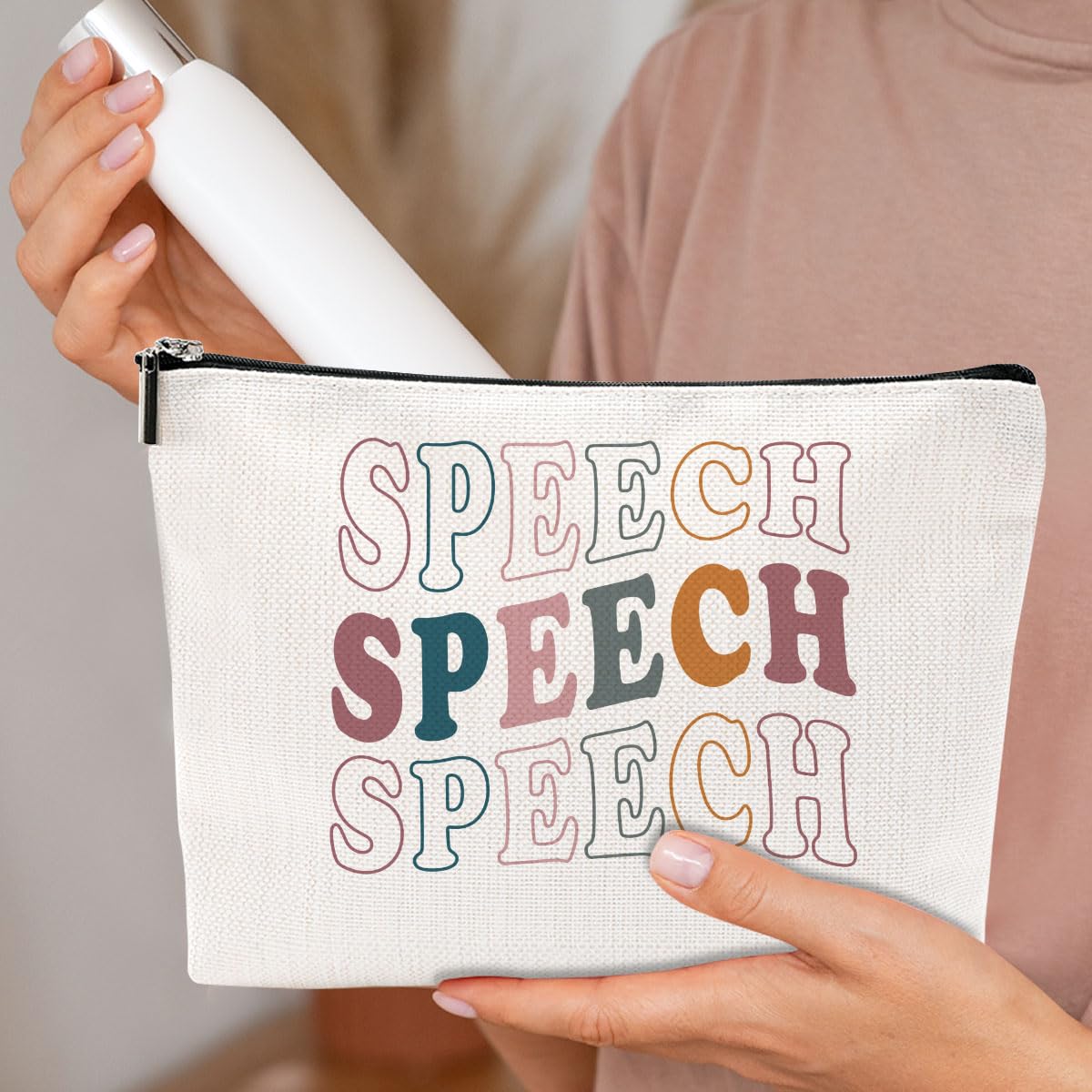 Multicolor Makeup Bag for Travel & Toiletry - Waterproof Zipper Closure Cosmetic Pouch with Stylish Letter Print - Perfect for Women, Men & Unisex Adults - Ideal for Gym, Vacation & Daily Organizer