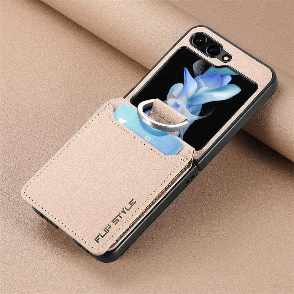 Premium Vegan Leather Case for Samsung Galaxy Z Flip 5 - Slim Protective Cover with Wallet Slot | Perfect for Work, Travel & Everyday Use