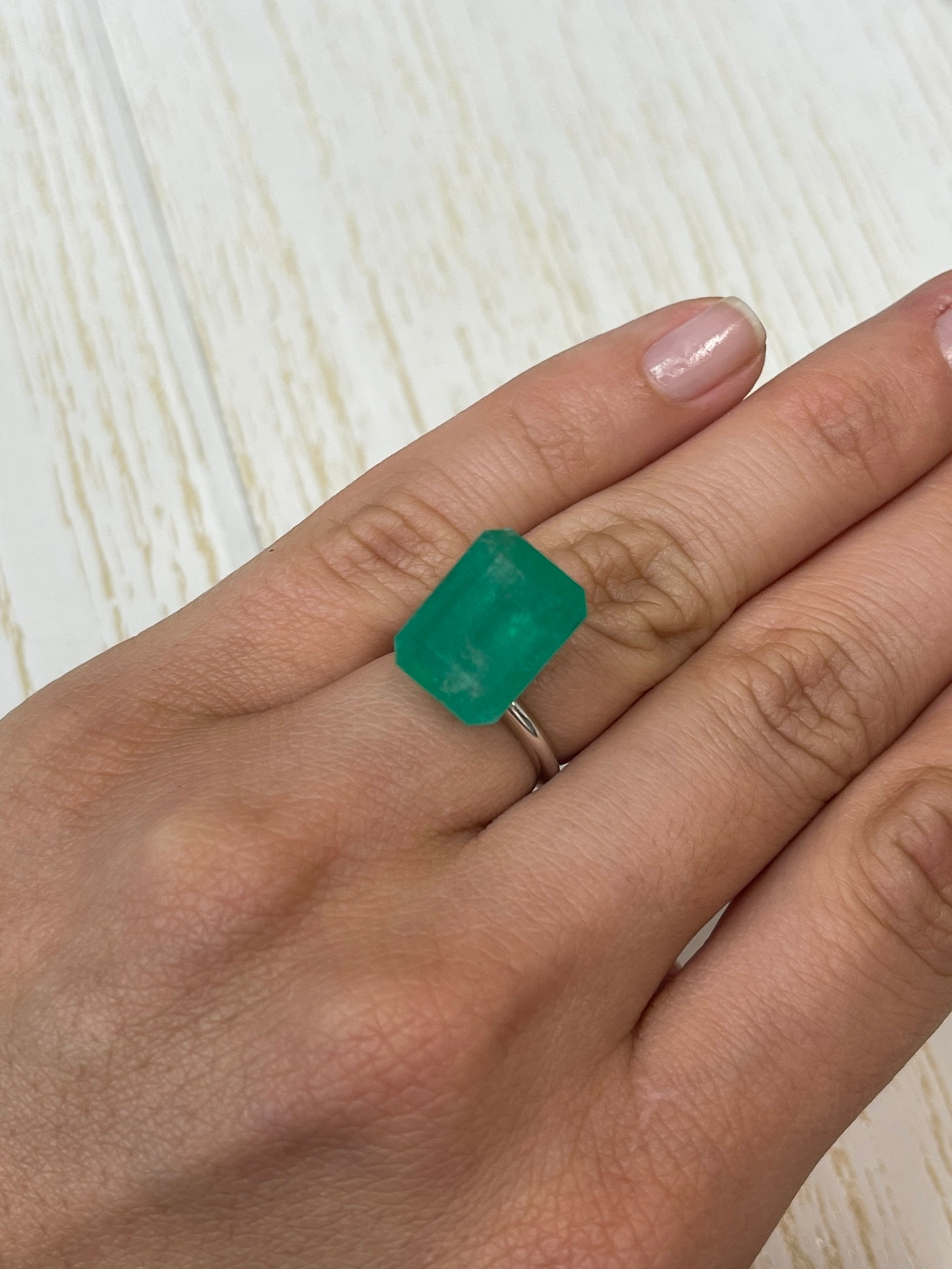 12.13 Carat Natural Colombian Emerald Loose Gemstone - 15.5x11.5mm Emerald Cut for Jewelry Making & Engagement Rings