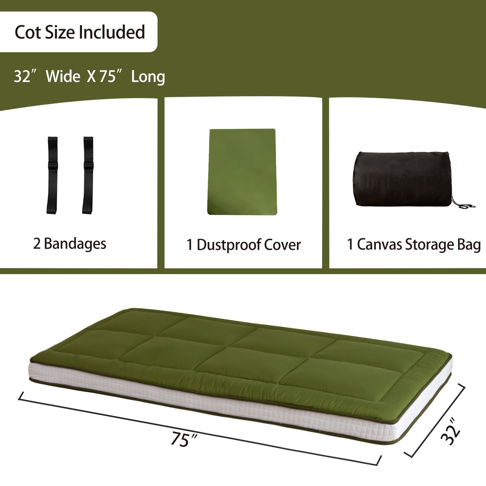 MAXYOYO 32 x 75 Inch Cot Size Futon Mattress - Foldable Floor Mattress, Tatami Mat for Guest Bed, Camping & Home Decor | Comfortable & Space-Saving Sleeping Solution