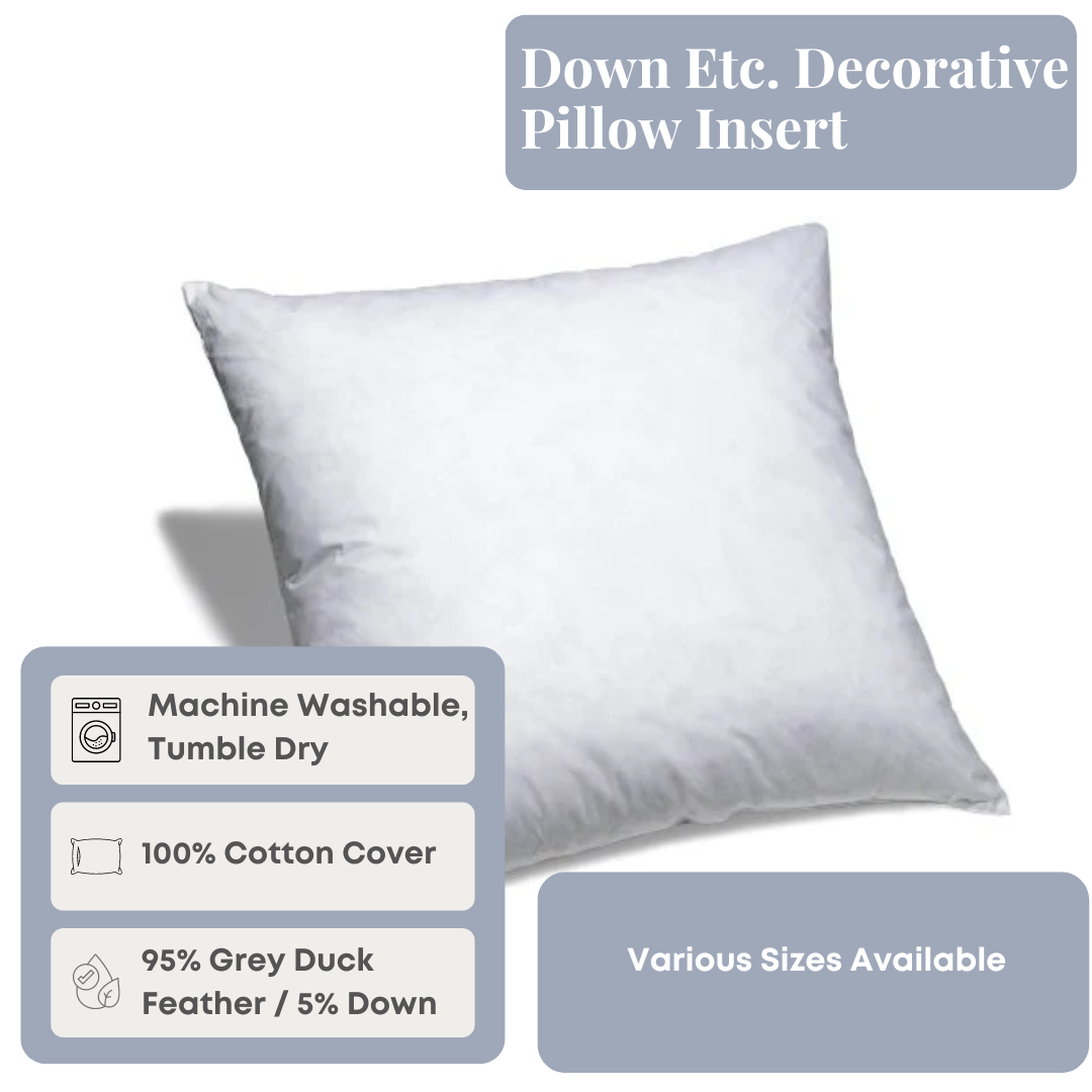 Premium Down Feather Pillow Insert - Soft & Supportive Square Pillow for Bed, Sofa, and Home Decor - Hypoallergenic & Breathable for Ultimate Comfort