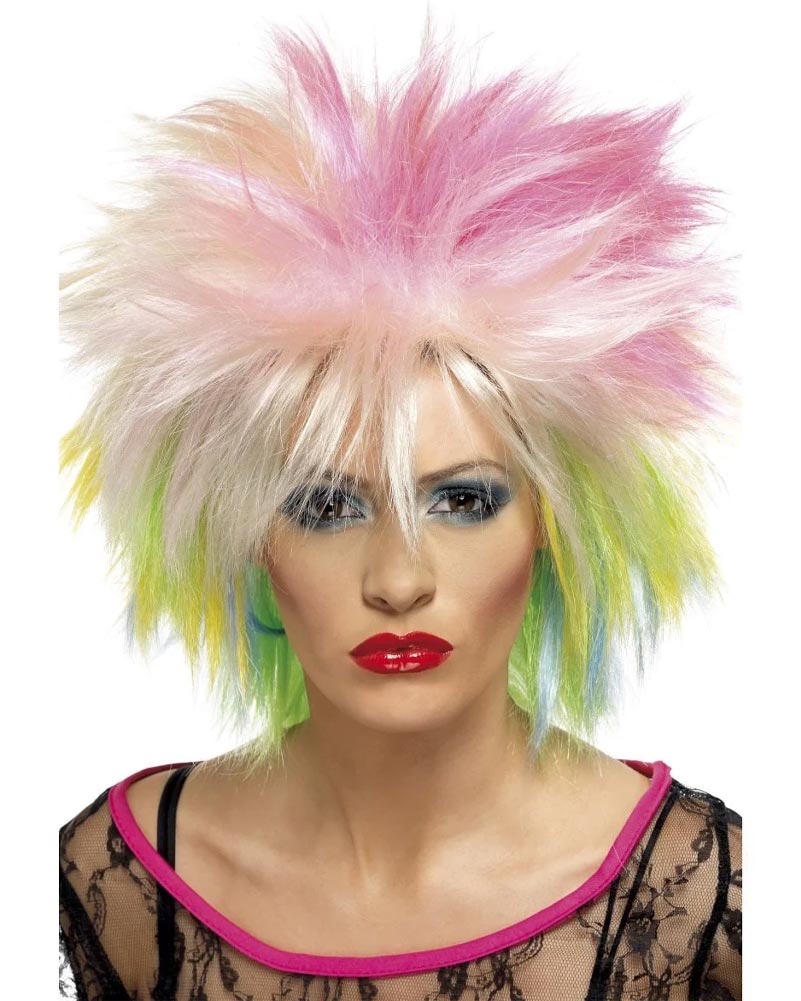 80s Attitude Short Multicolored Wig - Retro Party Costume Accessory for Halloween, Cosplay & Themed Events