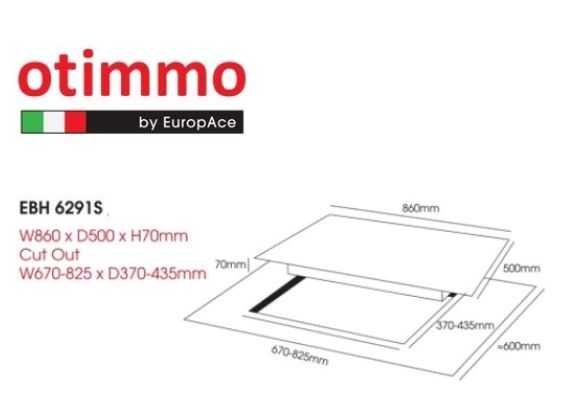 Europace EBH6291S 90cm 2 Burner Gas Cooker Hob with Schott Glass - Perfect for Modern Kitchens & Home Cooking