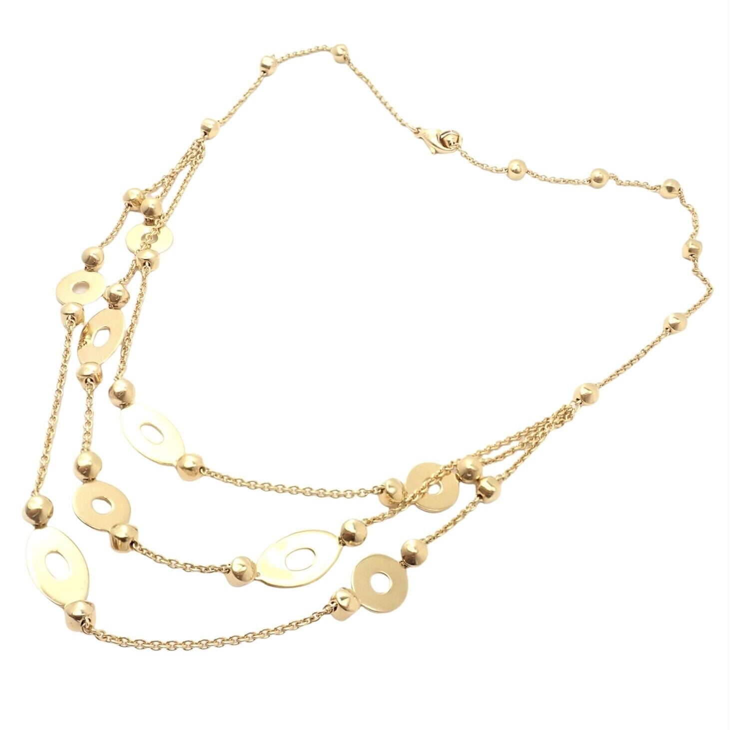 Authentic Bulgari Bvlgari Lucea 18k Yellow Gold Three Row Necklace for Women - Luxury Italian Jewelry Gift for Anniversary, Wedding & Special Occasions