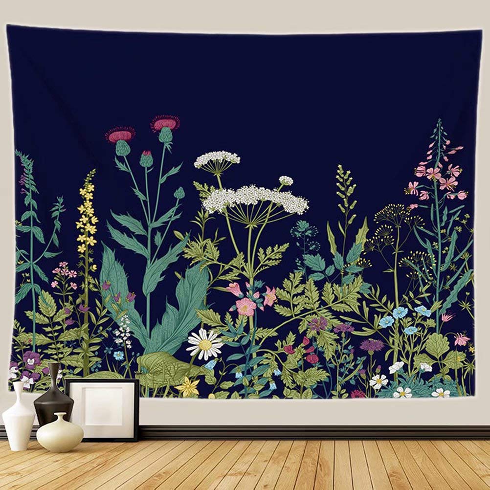 TSDA Floral Plant Tapestry - Aesthetic Wildflower Wall Hanging Decor with Botanical Engraving for Bedroom, Dorm, Living Room - Large 79x59 Inches - Perfect for Boho Home Decor, Wedding Backdrop & Photo Shoot Background