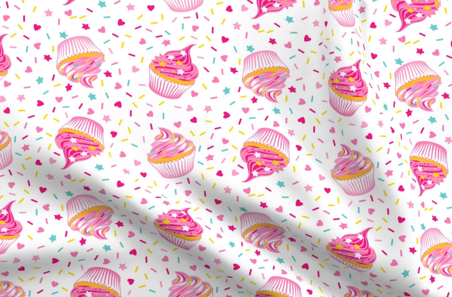 Premium Cupcake Sprinkle Pie Dessert Printed Satin Fabric by The Yard - Perfect for Sewing, Apparel, Fashion Blankets & Home Decor | DIY Crafts, Quilting, Curtains & Upholstery Projects