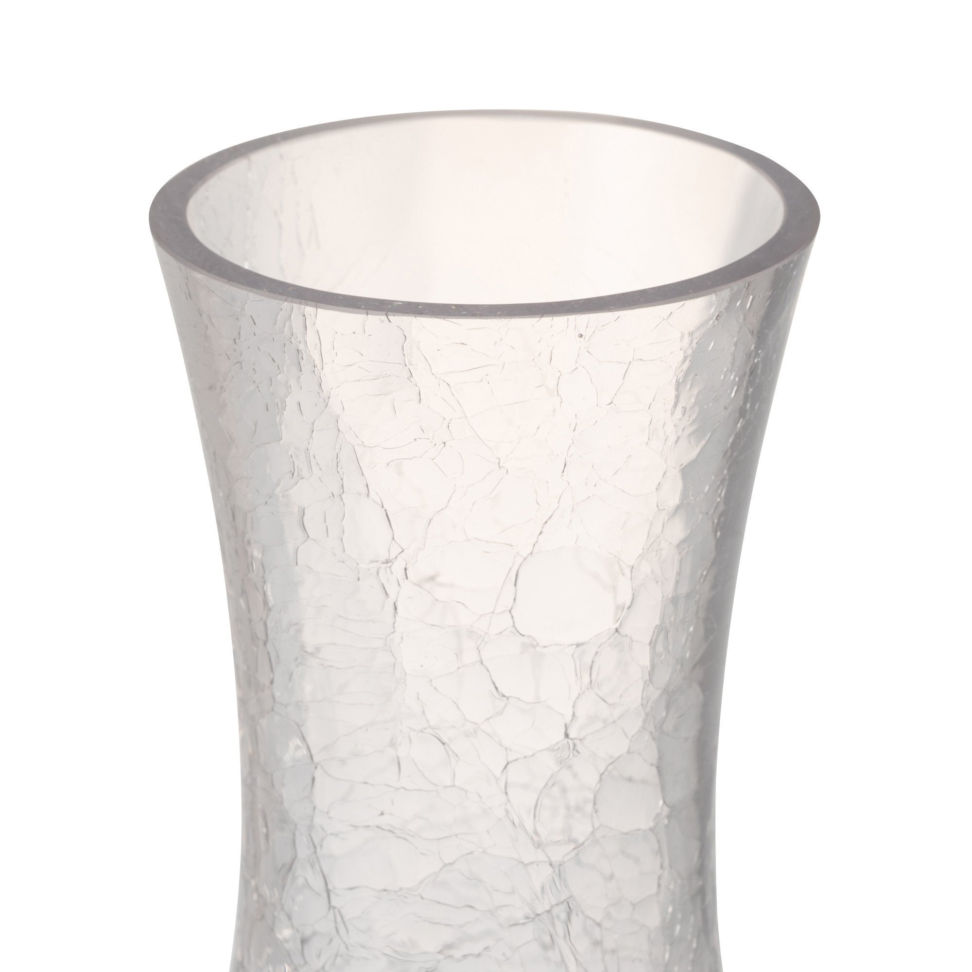 Large Clear Crackle Glass Flower Vase - Elegant Home Decor for Living Room, Dining Table & Wedding Centerpieces