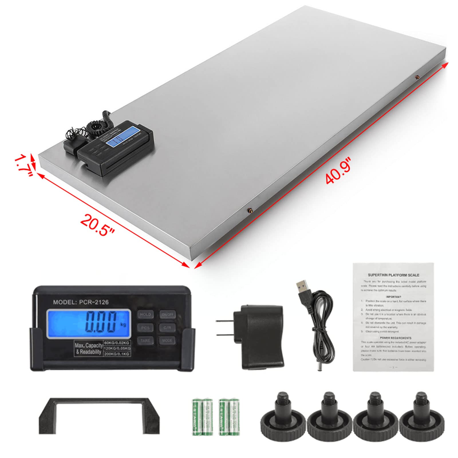 Digital Veterinary Scale - 660lbs Capacity Pet & Livestock Scale with Stainless Steel Platform | kg/oz/lb Units | 40.5