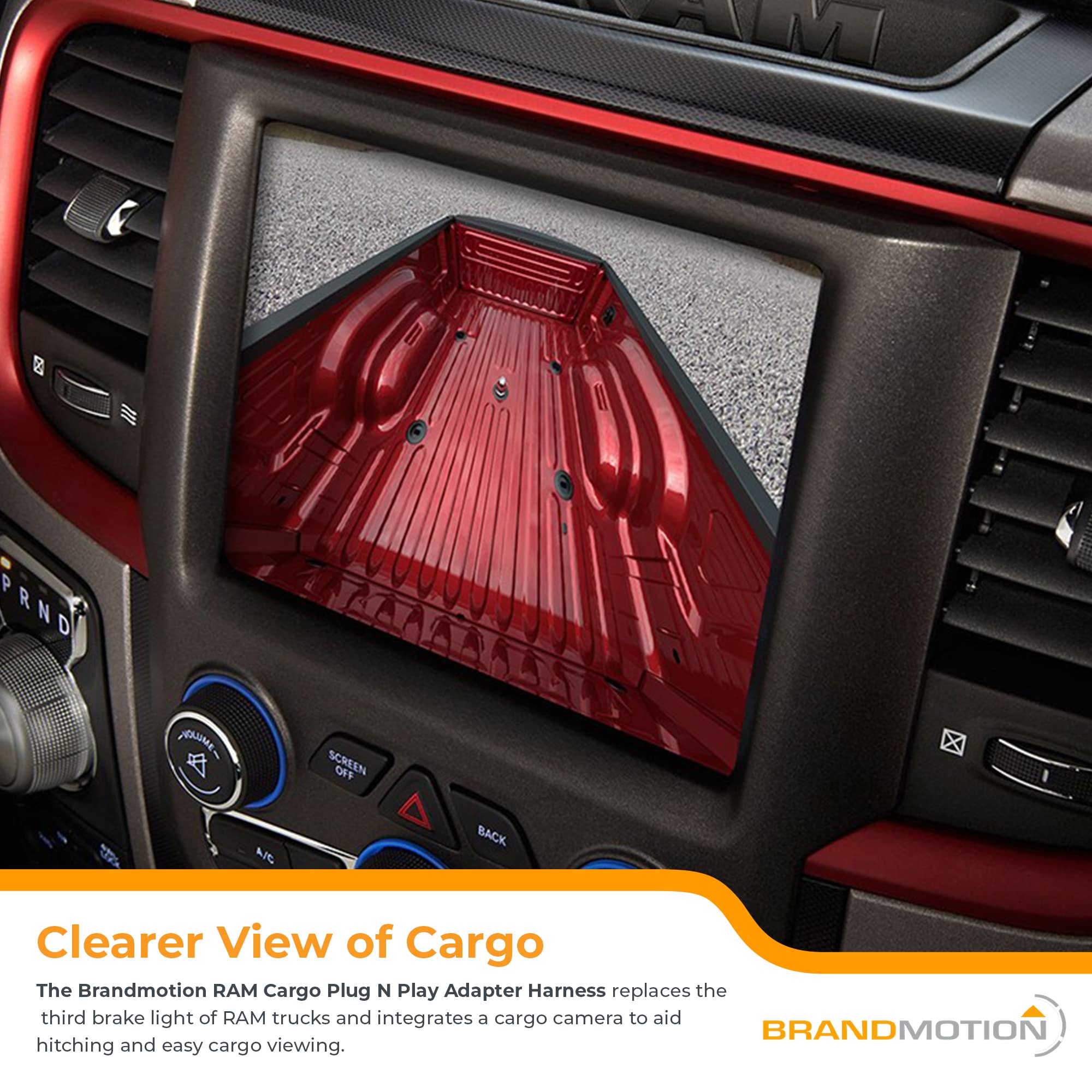 Brandmotion RAM Cargo Plug N Play Adapter Harness FLTW-7627 | Heavy-Duty 3rd Brake Light Camera Integration Kit | Compatible with 2013-2018 RAM Trucks | Seamless Factory Radio Connection with Toggle Switch | Perfect for Towing, Reversing & Parking Safety