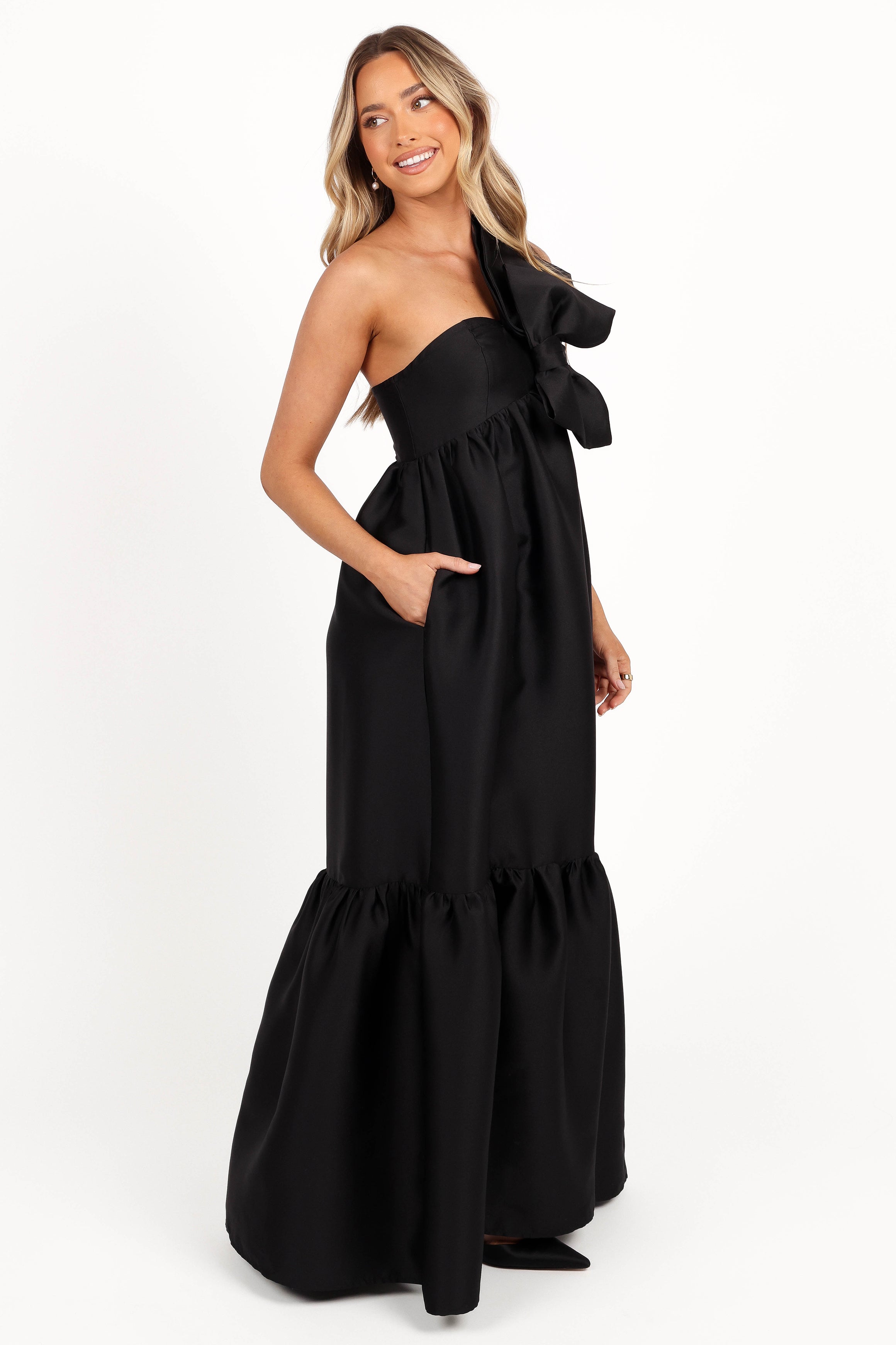 Betina Bow Front Maxi Dress - Elegant Black Long Dress for Women | Perfect for Weddings, Parties & Special Occasions