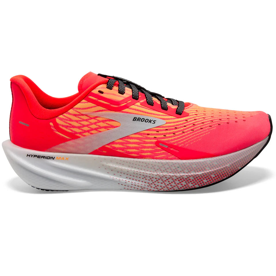 Brooks Men's Hyperion Max Running Shoes - Lightweight & Cushioned for Marathon Training, Road Running & Gym Workouts - Fiery Coral/Orange Pop/Blue Colorway