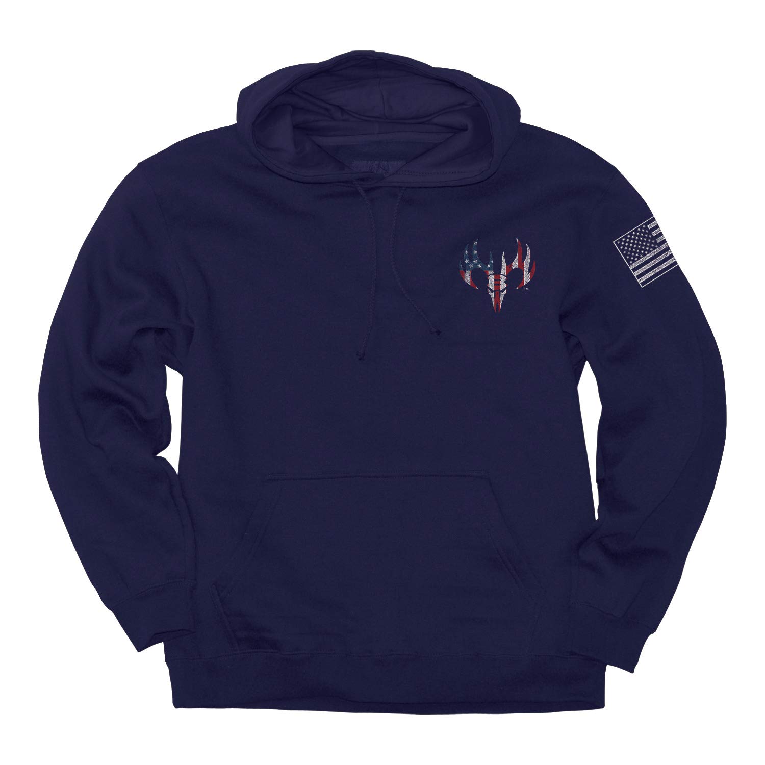 Buck Wear America Strong Hoodie - 9Oz Heavyweight Pullover Sweatshirt - Gildan Softstyle - Patriotic American Flag Design - Unisex Fit for Men & Women - Perfect for Casual Wear, Outdoor Activities & Sports