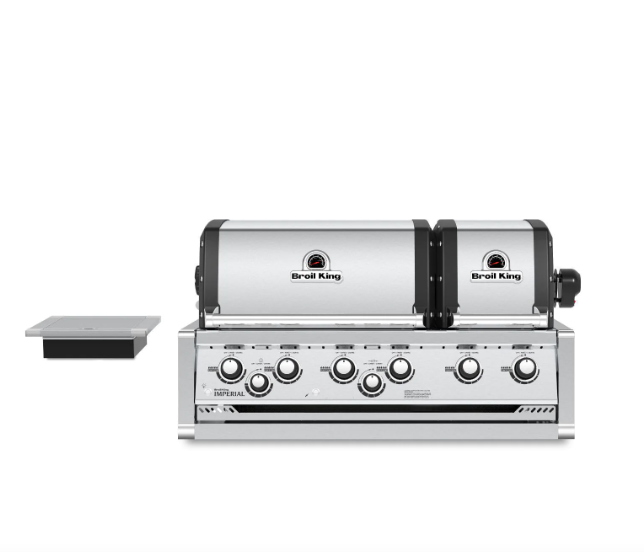 Broil King Imperial S 690 6-Burner Built-In Gas Grill with Rotisserie Kit & Side Burner - Stainless Steel Outdoor BBQ Grill for Backyard, Patio, and Poolside Cooking