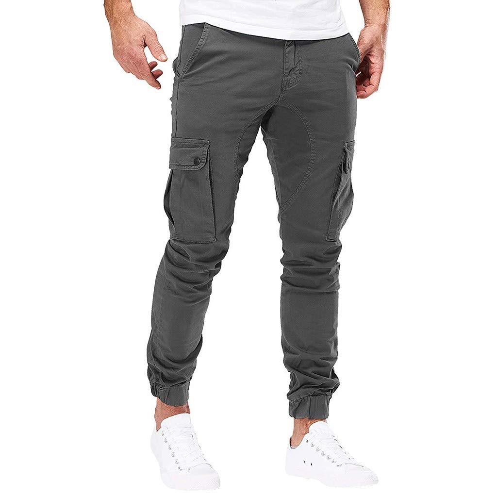 Men's Work Cargo Pants - Relaxed Fit Elastic Waist Jogger Pants with Pockets | Comfortable Casual & Sports Wear for Outdoor Activities, Work & Travel
