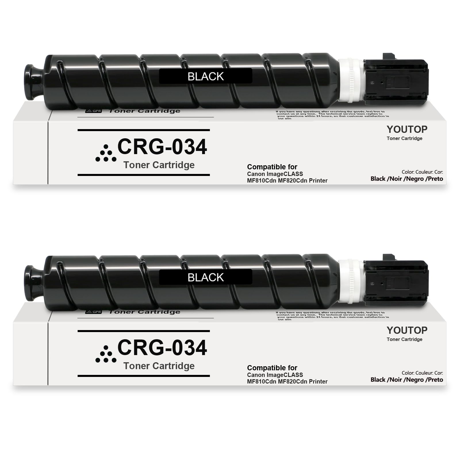 2PK CRG-034 Black Toner Cartridge Replacement for Canon Color imageCLASS MF810Cdn MF820Cdn Printer (9454B001) - High Yield Printing for Office & Home Use