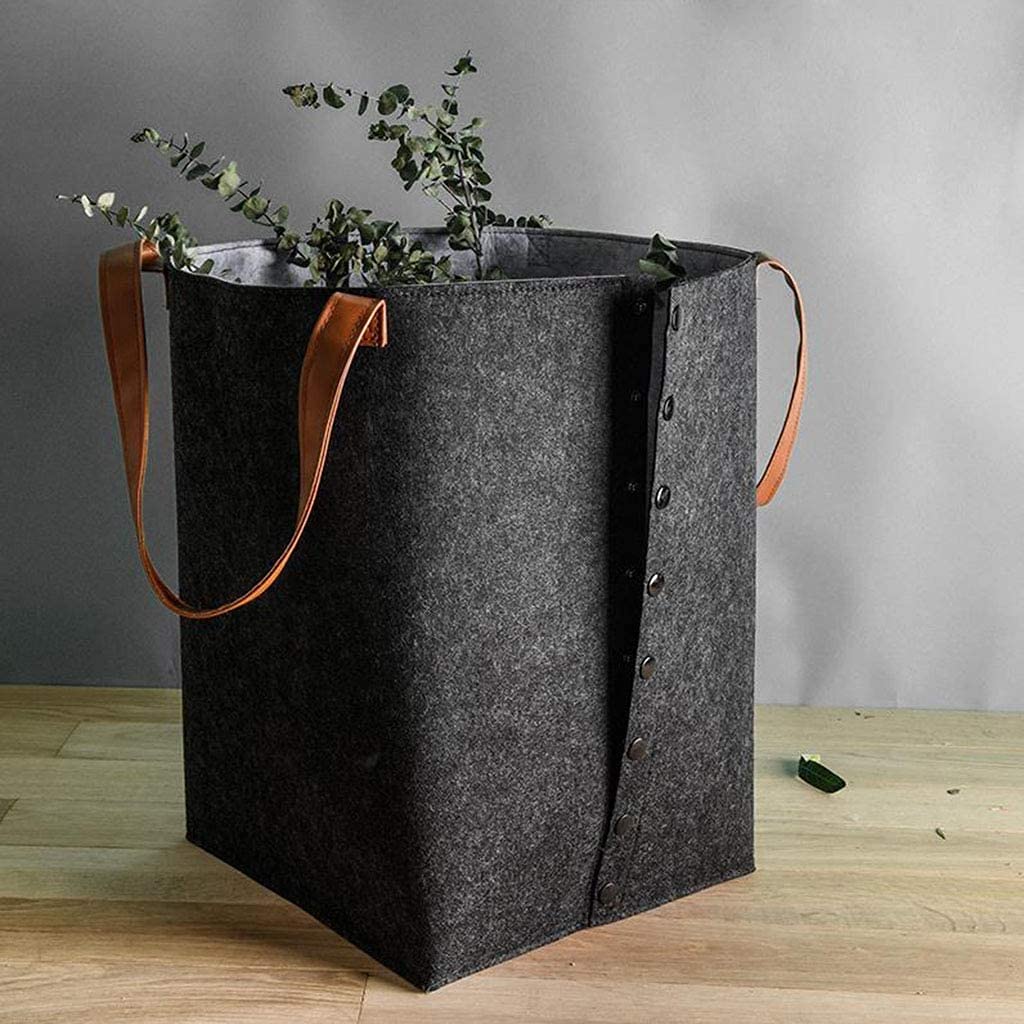 Premium Felt Laundry Hamper with Faux Leather Handles - Large Toy Storage Basket & Clothes Organizer for Kids Bedroom, Nursery, or Playroom - Durable Multi-Purpose Storage Solution for Boys & Girls