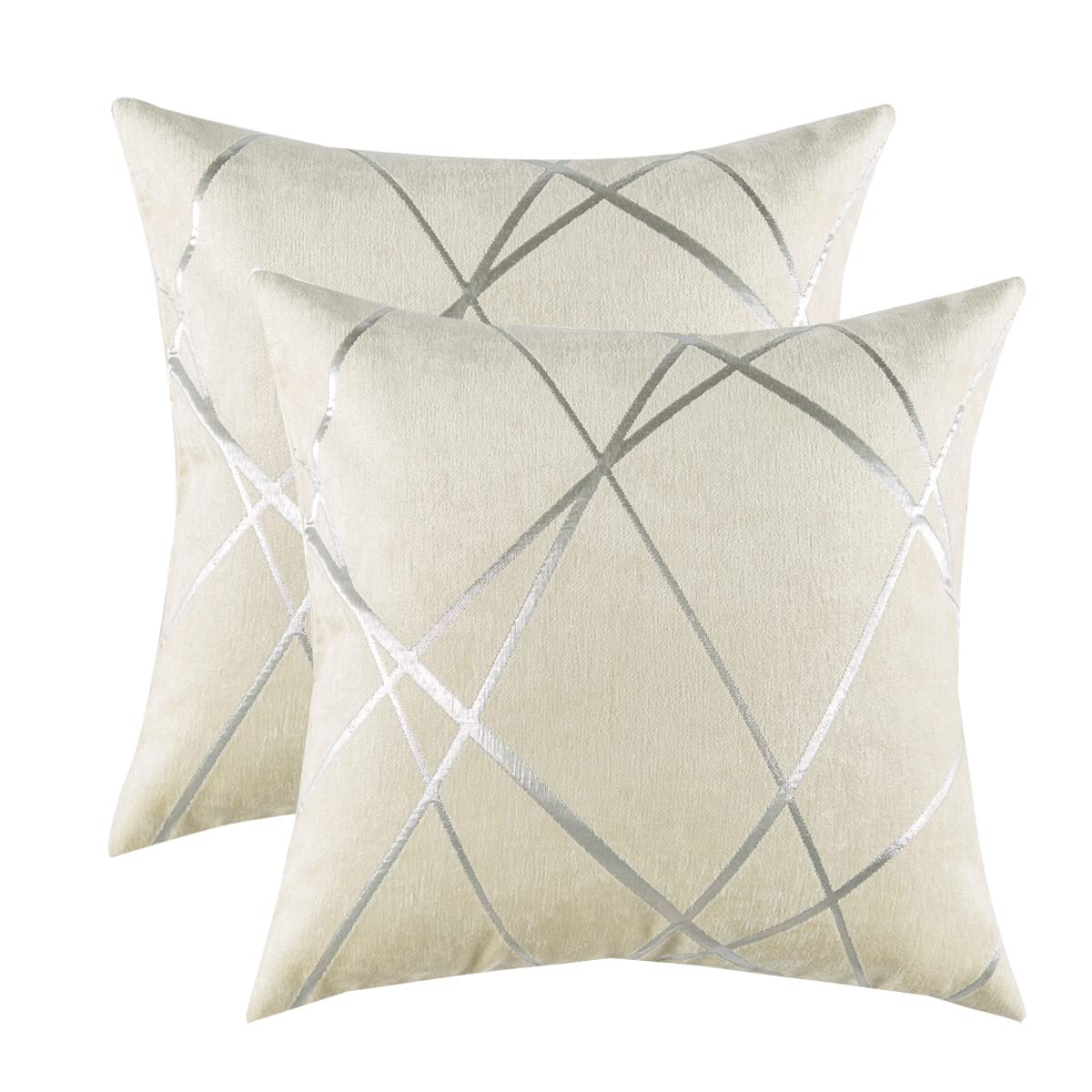 GIGIZAZA 16x16 Inch Decorative Throw Pillow Covers Set of 2 - Premium White Square Cushion Covers for Sofa, Couch & Bed - Soft Accent Pillows for Living Room, Bedroom & Home Decor