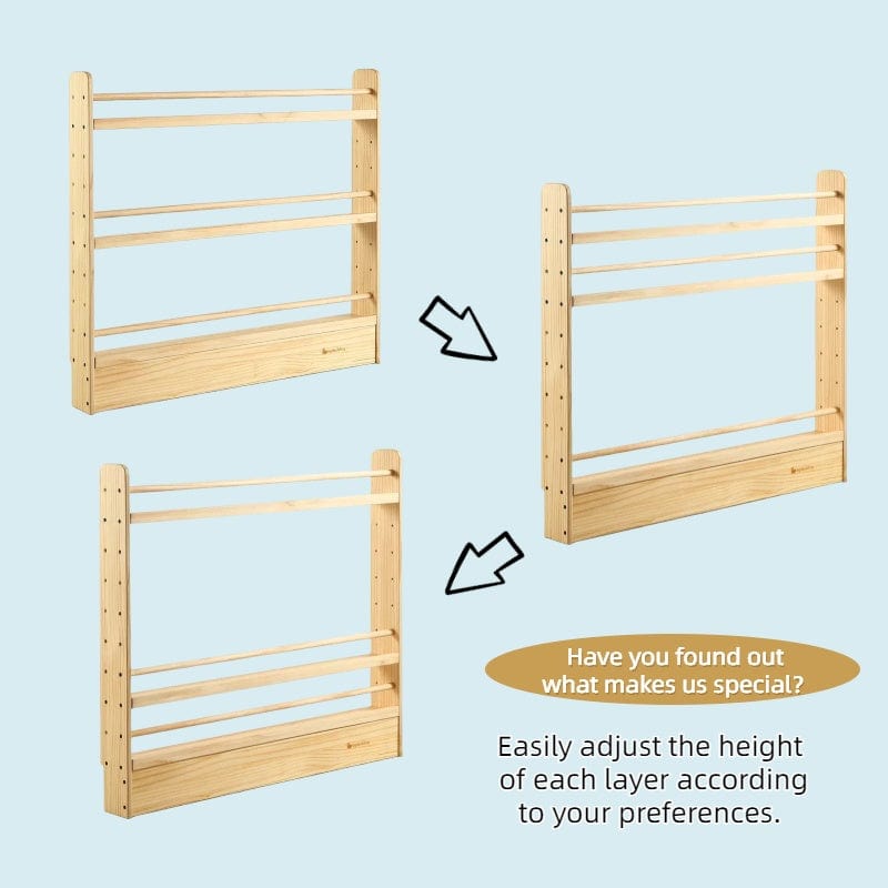 NALA 3-Tier Adjustable Solid Wood Bookshelf - Sturdy & Space-Saving Storage for Books, Decor & Office Supplies | Perfect for Home, Office & Dorm Room Organization