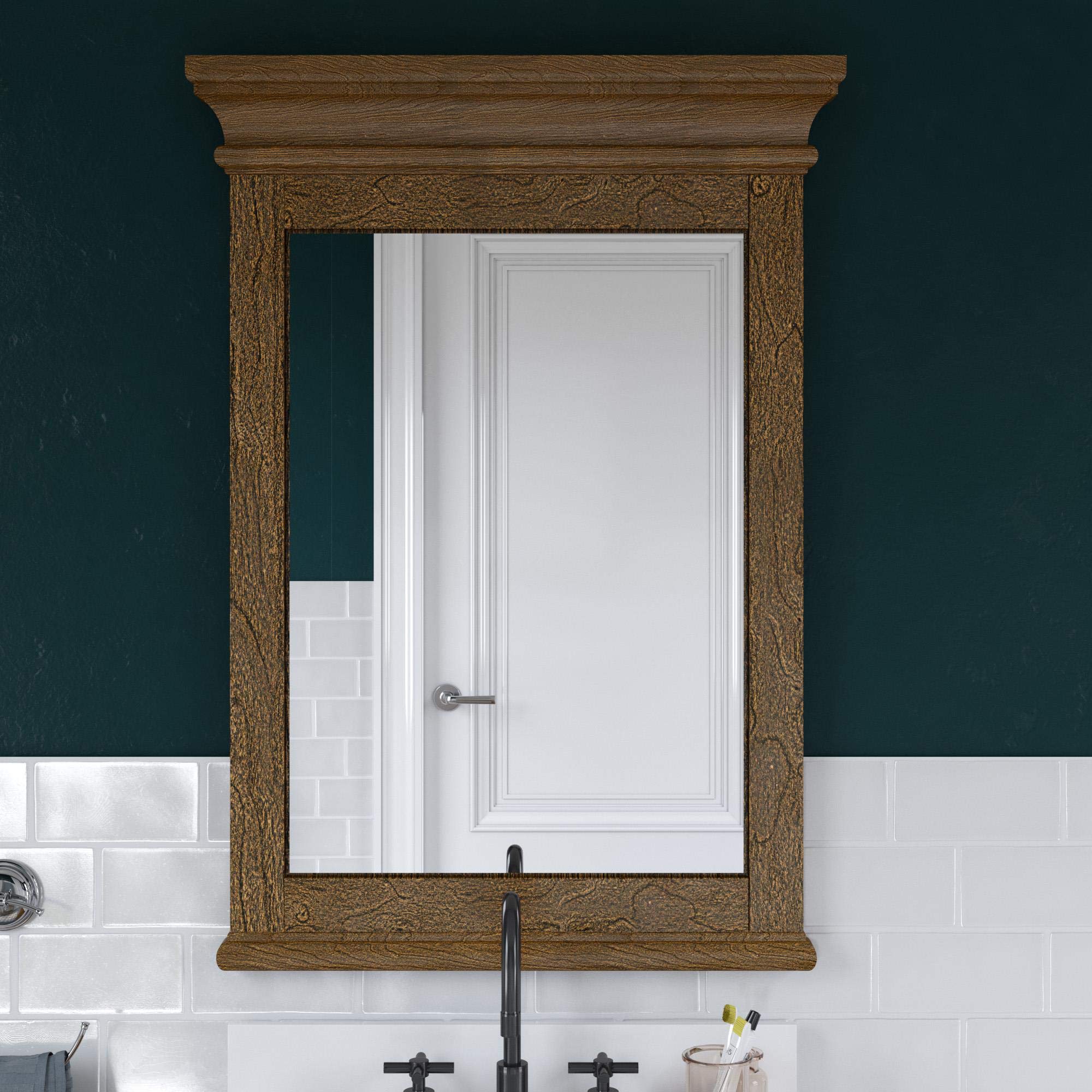 Dorel Living Monteray Beach 24 Inch Rustic Bathroom Mirror - Natural Wood Frame, Wall Mounted Vanity Mirror for Bathroom Decor, Bedroom, Entryway (24 Inches)