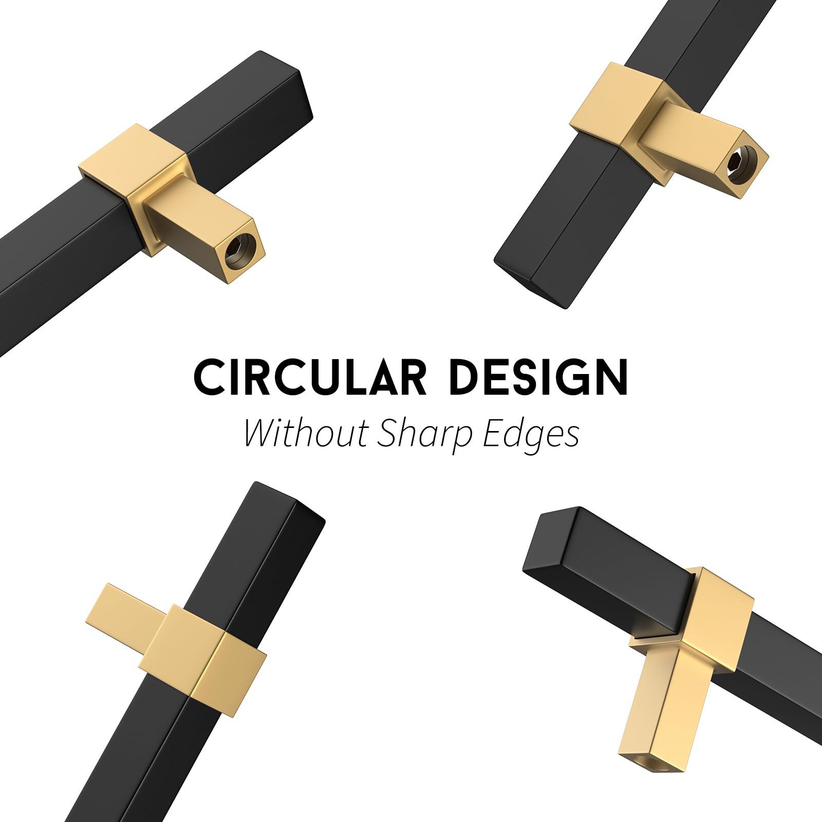 GoldenWarm 5 Pack Black & Gold Cabinet Handles - 3 Inch Hole Center Modern Drawer Pulls for Kitchen, Bathroom, Bedroom Dresser - Durable Zinc Alloy Hardware for Home & Office Furniture Upgrade