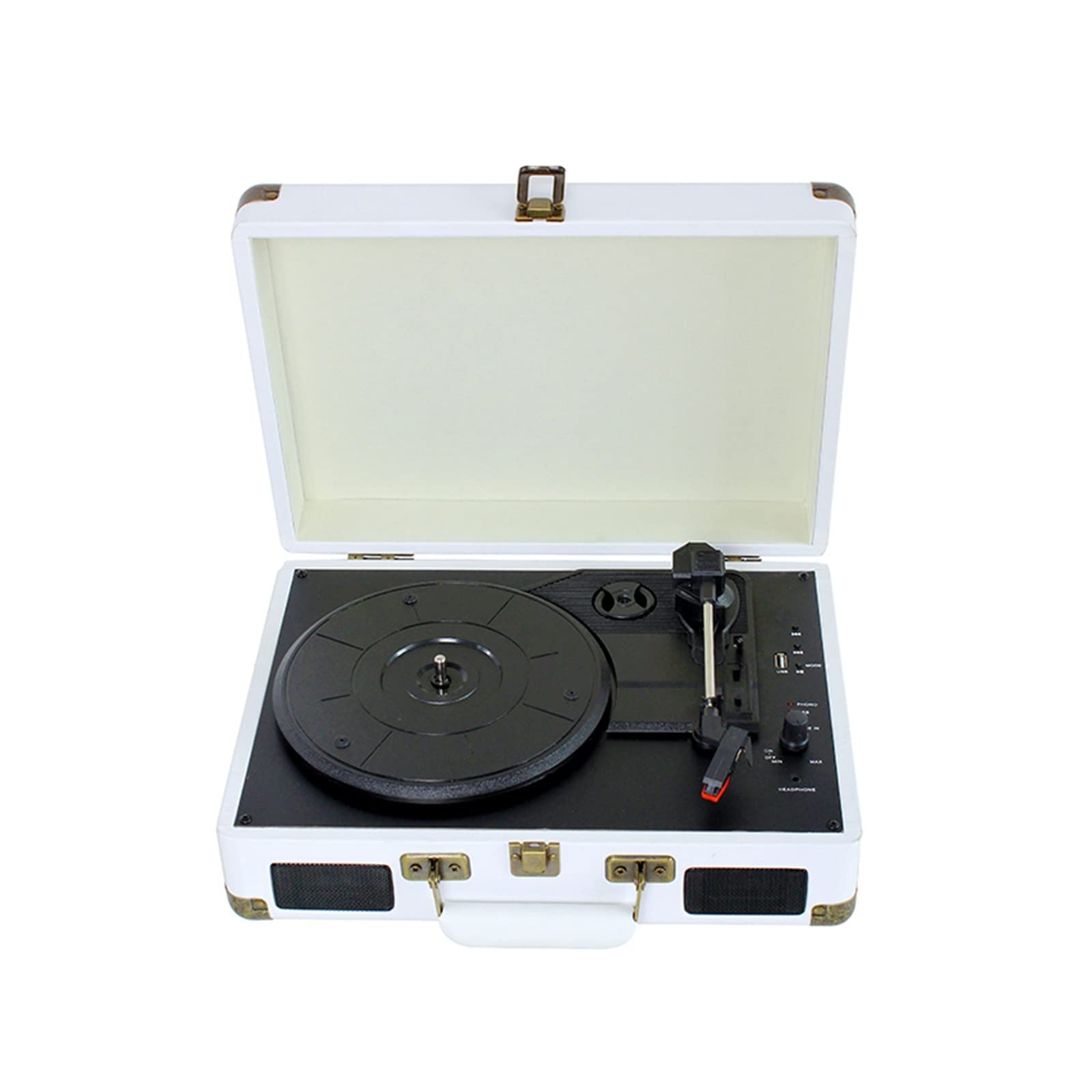 STRAFBRG Vintage 3-Speed Classic Record Player with Built-in Speakers | Upgraded Turntable Sound System | Perfect for Home Decor, Vinyl Collection & Retro Music Lovers (Bianco White)