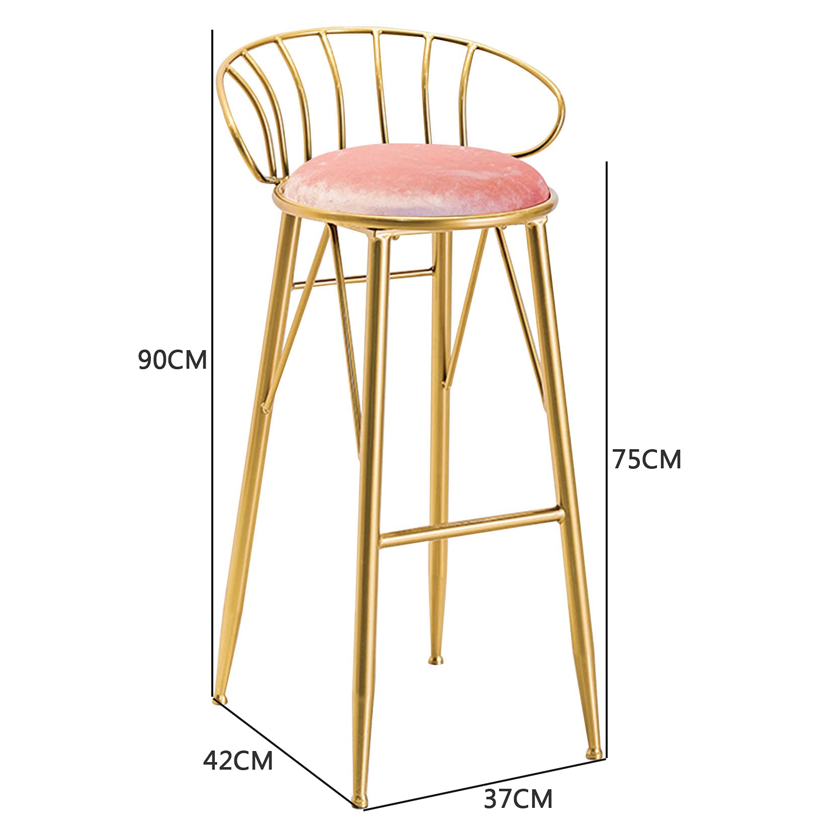 Velvet Bar Stools with Backrest & Metal Footrest - Modern Kitchen Counter Chairs for Breakfast Nook, Dining Room & Home Bar Decor - Comfortable High Stools for Kitchen Island, Restaurant & Cafe Use